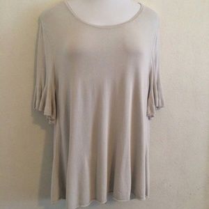 Style & Co. Beige Bell Ruffle Short Sleeve Blouse